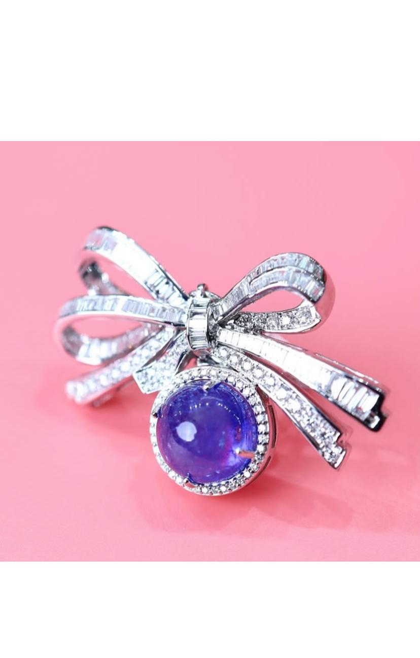 Bague/pendentif en or 18 carats avec tanzanite certifiée AIG de 12,00 carats et diamants de 4,20 carats Neuf - En vente à Massafra, IT