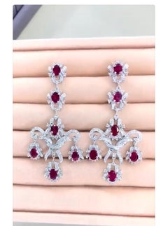 AIG Certified 12.00 Ct Siamese Rubies 2.40 Ct Diamonds 18K Gold Earrings