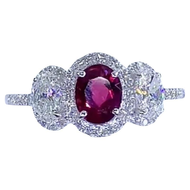 Anillo de oro de 18 quilates con diamantes de rubí siamés certificado por AIG de 1,23 quilates