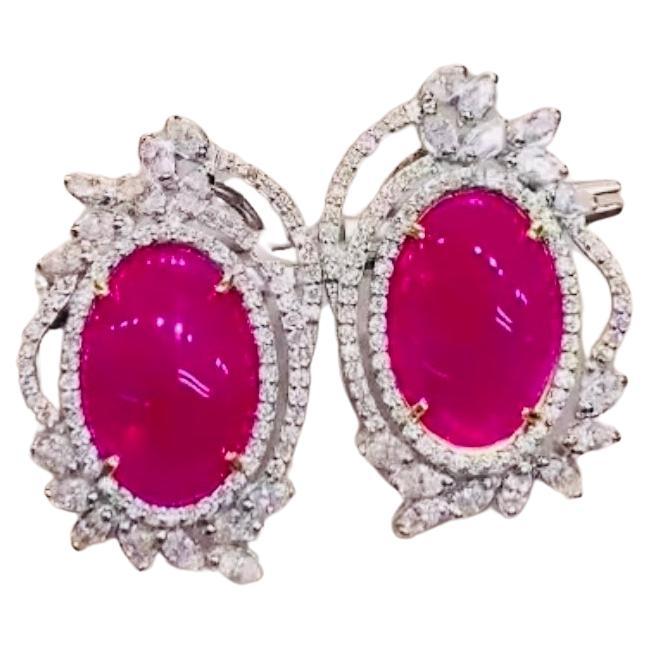 Certificado AIG 12,40 Rubí de Birmania natural  Pendientes de oro de 18 quilates con 2,50 diamantes naturales en venta
