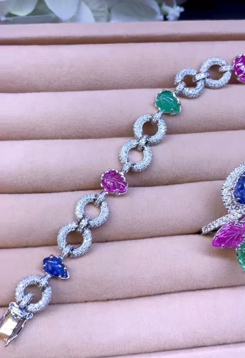 AIG Certificado 13.30 Ct Esmeraldas Talladas Rubíes Zafiros Diamantes 3.70 Ct  Fije en venta 1