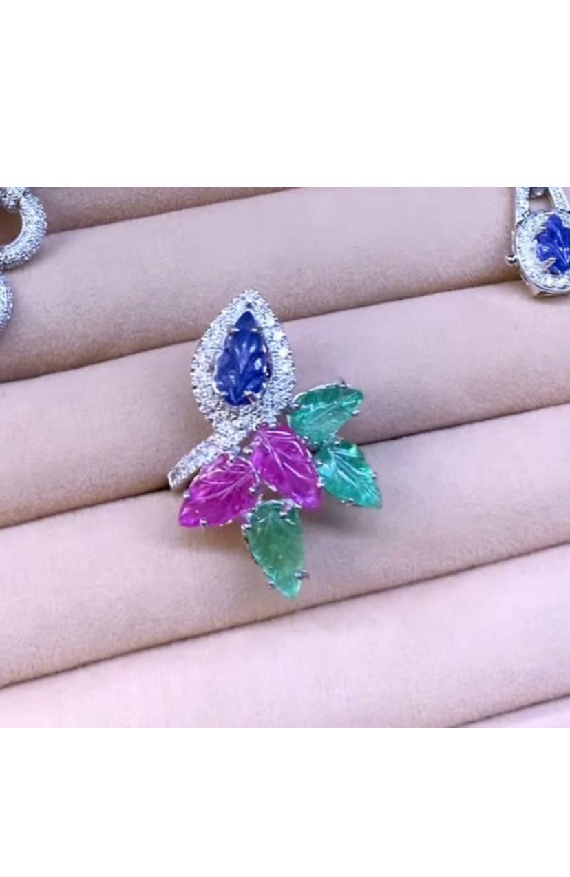 AIG Certificado 13.30 Ct Esmeraldas Talladas Rubíes Zafiros Diamantes 3.70 Ct  Fije en venta 2