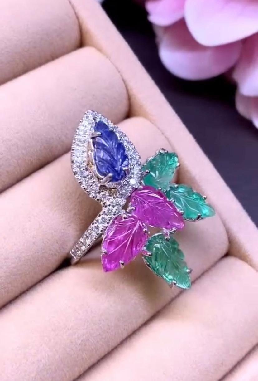 AIG Certificado 13.30 Ct Esmeraldas Talladas Rubíes Zafiros Diamantes 3.70 Ct  Fije en venta 3