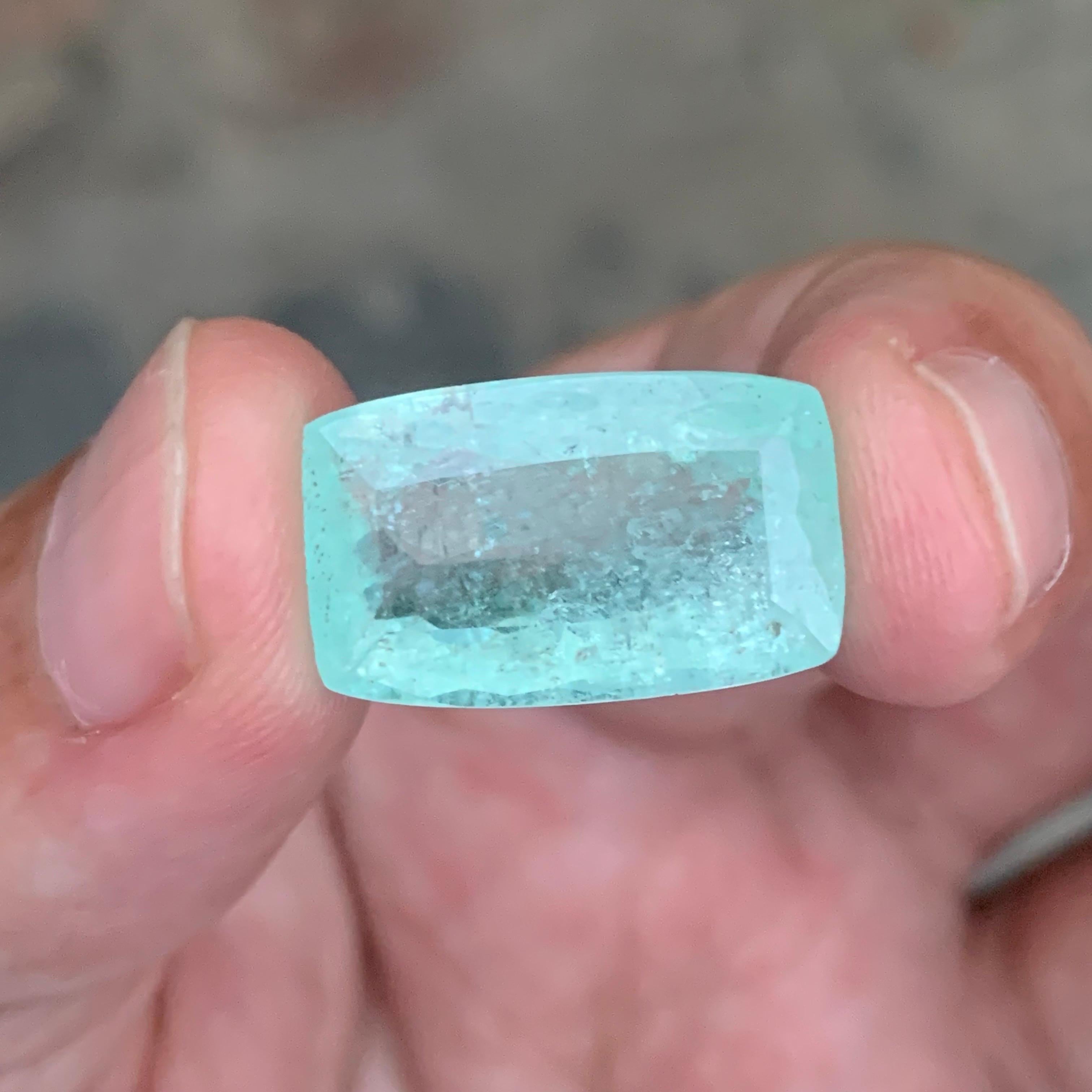 Women's or Men's AIG Certified 13.80 Carat Natural Loose Paraiba Tourmaline Cushion Cut Gemstone For Sale