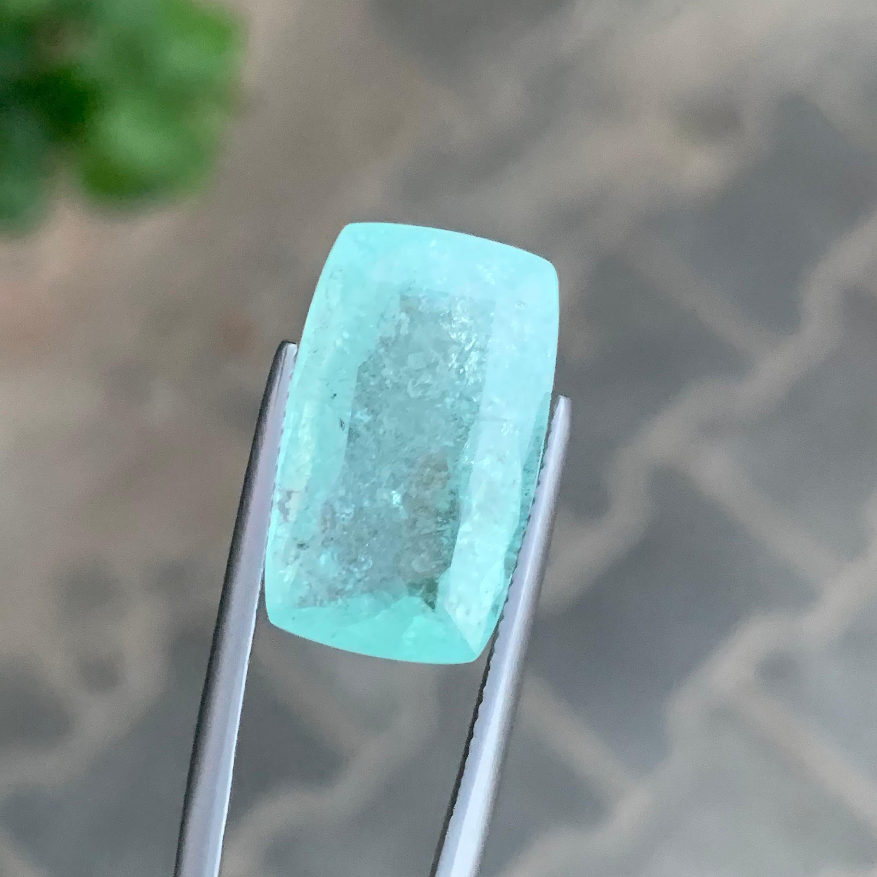 AIG Certified 13.80 Carat Natural Loose Paraiba Tourmaline Cushion Cut Gemstone For Sale 2