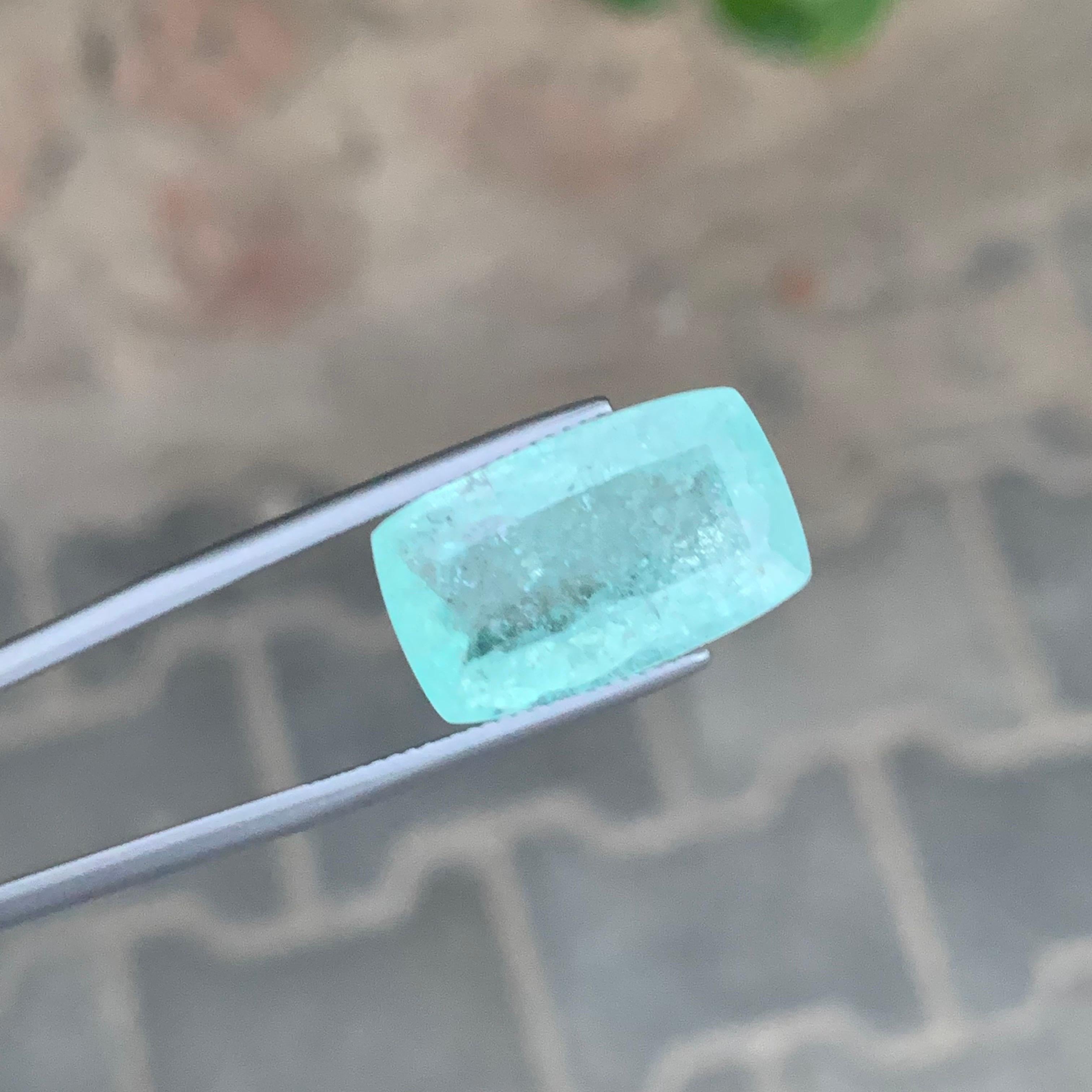 AIG Certified 13.80 Carat Natural Loose Paraiba Tourmaline Cushion Cut Gemstone For Sale 3