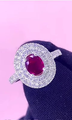 AIG Certified 1.40 Ct Diamonds 1.15 Ct Siamese Ruby 18K Gold Ring