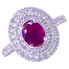 Anello in oro 18 carati con 1,40 carati di diamanti e 1,15 carati di rubino siamese certificato AIG
