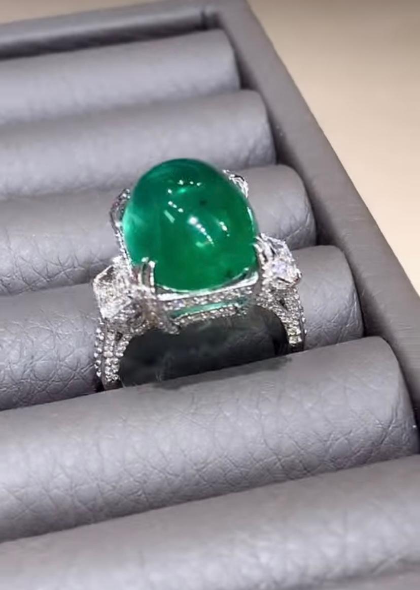 AIG zertifiziert 14,00 Karat sambischen Smaragd 1,85 Ct Diamanten 18K Gold Ring im Angebot 1