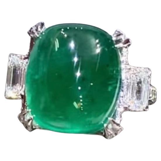 Esmeralda zambiana de 14,00 quilates certificada por AIG Diamantes de 1,85 quilates Anillo de oro de 18 quilates