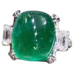Esmeralda zambiana de 14,00 quilates certificada por AIG Diamantes de 1,85 quilates Anillo de oro de 18 quilates