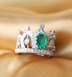 Certified 1.45 Ct Zambian Emerald Diamonds 18K Gold Ring