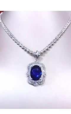AIG Certified 14.60 Ct Siam Sapphires 2.42 Ct Diamonds 18K Gold Pendant