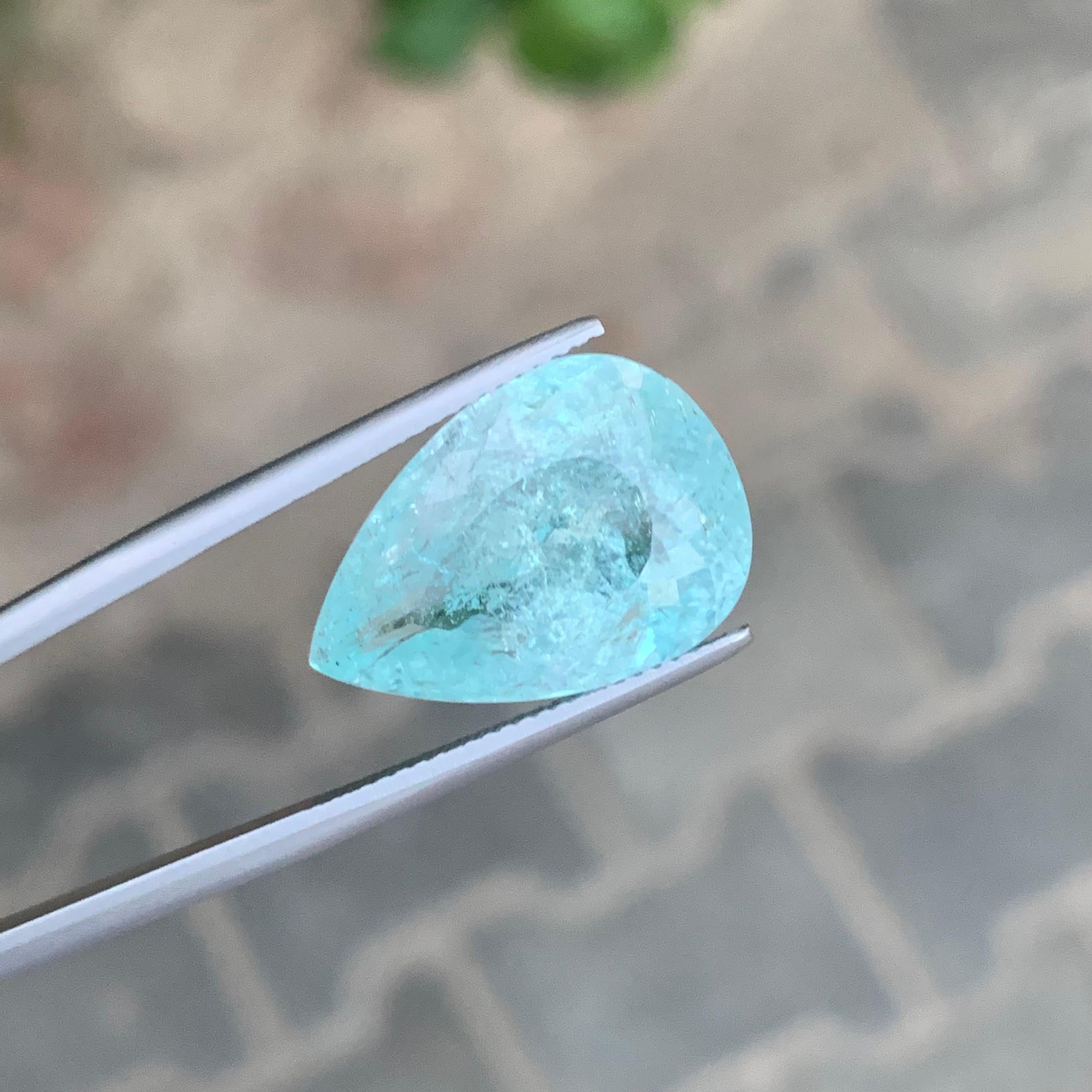 AIG zertifiziert 14.81 Karat natürliche lose Paraiba Turmalin Birne Form Edelstein im Angebot 3