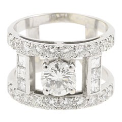 AIG Certified 1.50 Carat Central Diamond Engagement Ring with 1.98 Ct Diamonds