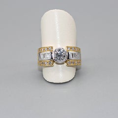 Vintage AIG Certified 1.50 Carat Diamond in 18 Karat Gold with Diamonds Engagement Ring