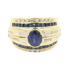 AIG Certified 1.50 Carat Sapphire Engagement Ring with diamonds and sapphires