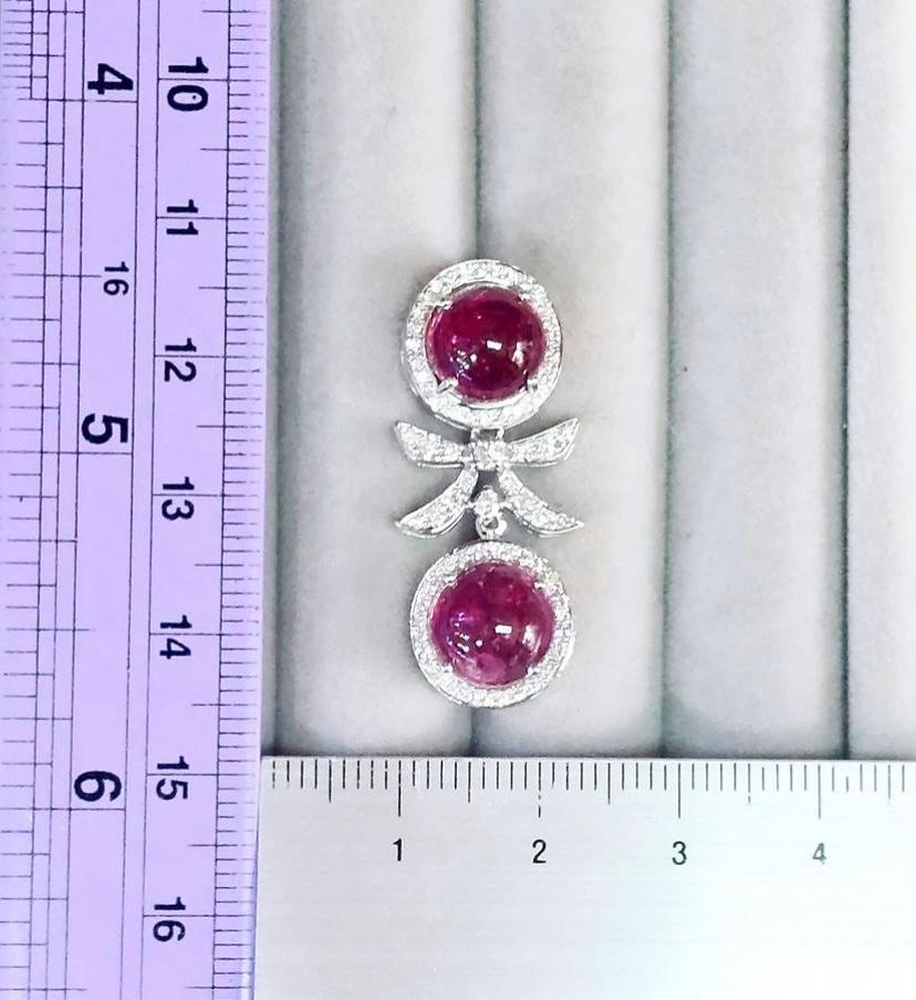 AIG Certified 15.00 Carats Rubellite Tourmalines  Diamonds 18K Gold Earrings  For Sale 1