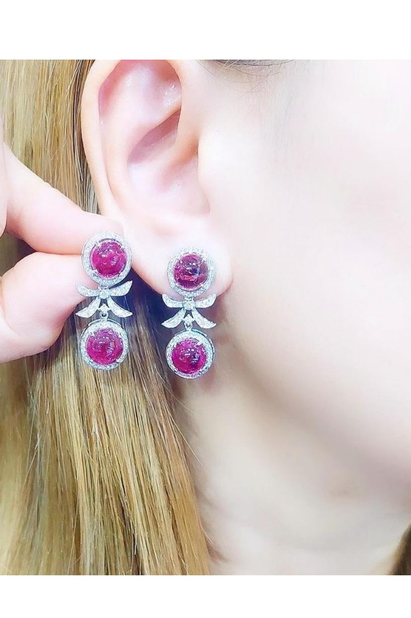AIG Certified 15.00 Carats Rubellite Tourmalines  Diamonds 18K Gold Earrings For Sale 2