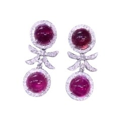 AIG Certified 15.00 Carats Rubellite Tourmalines  Diamonds 18K Gold Earrings
