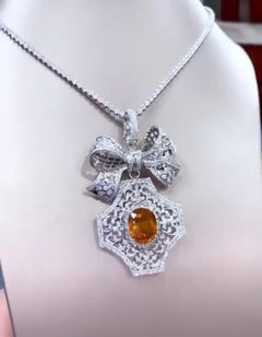 18K Gold Pendant with 15 Ct Sapphire & 3.50 Ct Diamonds
