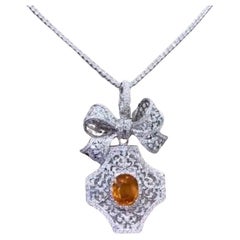 AIG zertifiziert 15,07 Karat orangefarbener Saphir 3,87 Karat  Diamanten 18K Gold-Anhänger 
