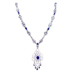 Zafiros de Ceilán certificados AIG de 15.74 quilates  Collar de oro de 18 quilates con diamantes de 9,53 quilates