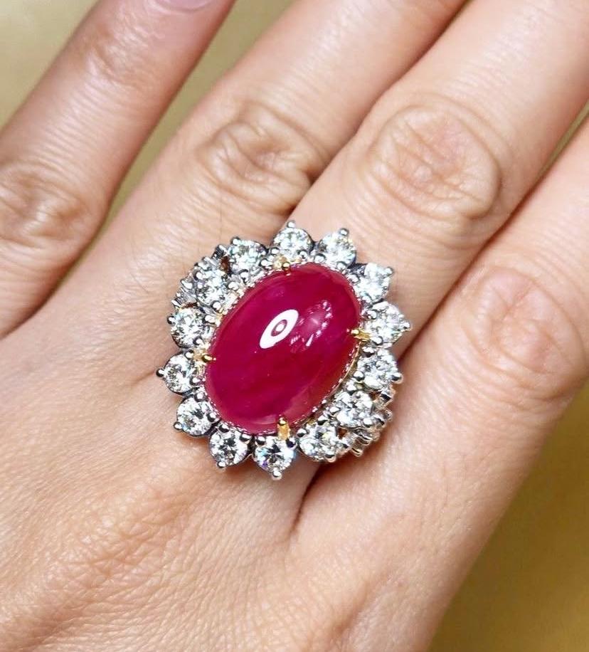 Rubíes de Birmania certificados AIG de 16,00 quilates 3,90 quilates  Anillo de oro de 18 quilates con diamantes en venta 5