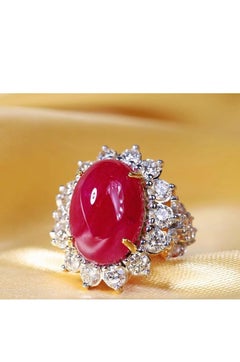 15.00 Carat Rubies 3.90 Carats Diamonds 18K Gold Ring
