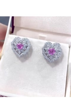 Certifié AIG 1.66 Boucles d'oreilles en or 18 carats, saphirs roses de Ceylan 1,30 carat et diamants