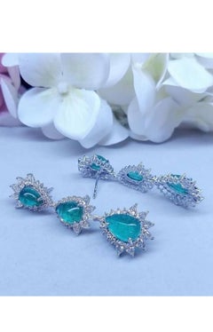 AIG Certified 17.50 Carats Zambian Emeralds  6.16 Ct Diamonds 18K Gold Earrings
