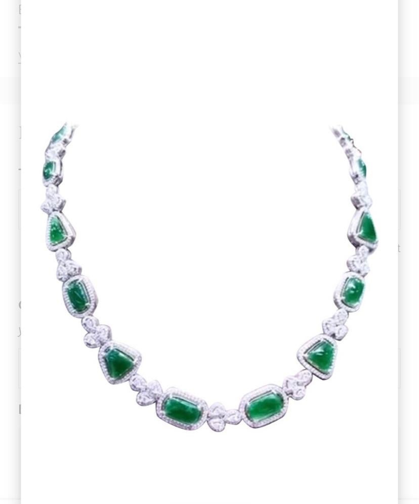 AIG a certifié 18,68 carats de jade non traité et 7,66 carats de diamants sur le collier en vente 4