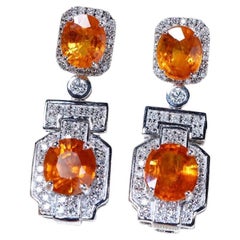 AIG Certificado 18,00 Quilates Zafiros 1,90 Quilates Diamantes Pendientes Oro 18K