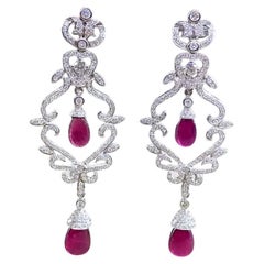 AIG Certificado 18.00 Quilates Turmalina Rubelita 3.50 Ct Diamantes Oro 18K Earrin