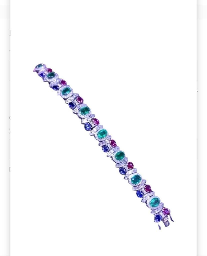 Certificato AIG 18.00 Ct  Smeraldi Siam Rubini Zaffiri di Ceylon Bracciale in oro 18 carati in vendita 2
