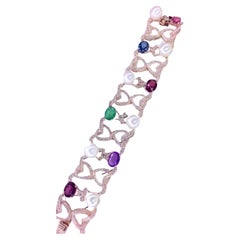 Certifié AIG 18.00 Ct Rubellite Emeraude  Bracelet améthyste de 6,60 diamants