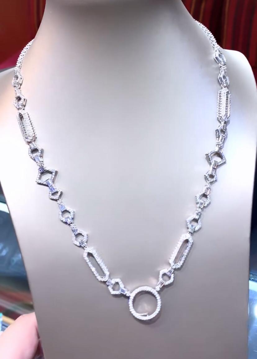 AIG zertifiziert 18,00 Karat Diamanten 9,00 Karat sambische Smaragde 18K ART DECO Halskette im Angebot 5