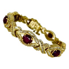 AIG Certified 18.15 Carat Ruby and Diamonds X Link Bracelet