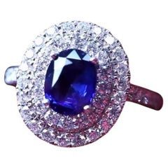 AIG zertifiziert 2,00 Karat Ceylon Saphir 1,00 Diamanten 18k Gold Ring