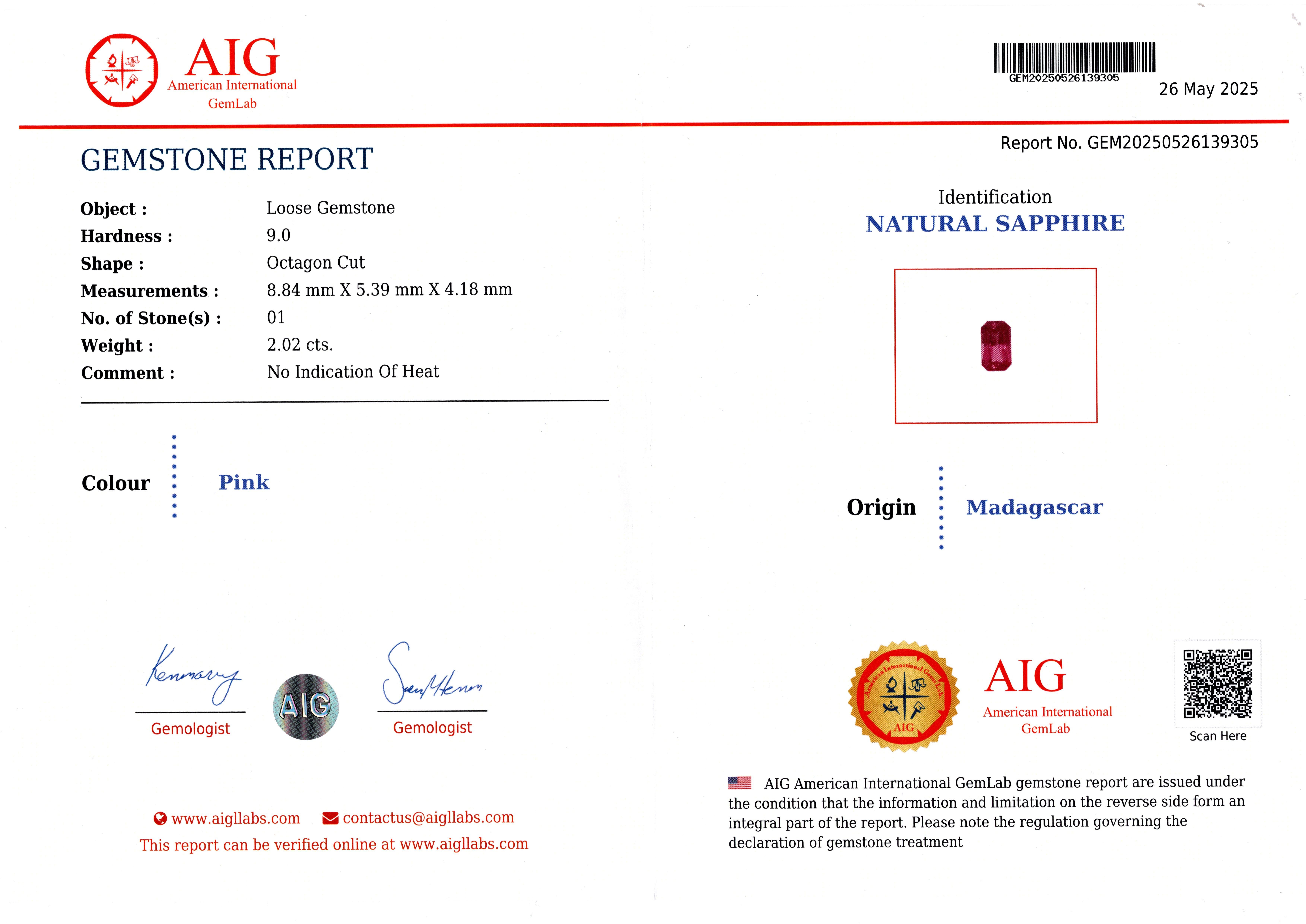 Anello di diamanti con zaffiro rosa naturale certificato AIG da 2,02 carati in vendita 6