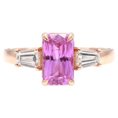 Anello di diamanti con zaffiro rosa naturale certificato AIG da 2,02 carati