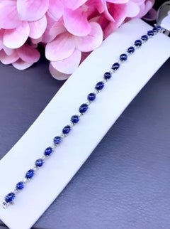 Bracelet en or 18 carats avec saphirs de Ceylan certifiés AIG de 20,60 carats et diamants