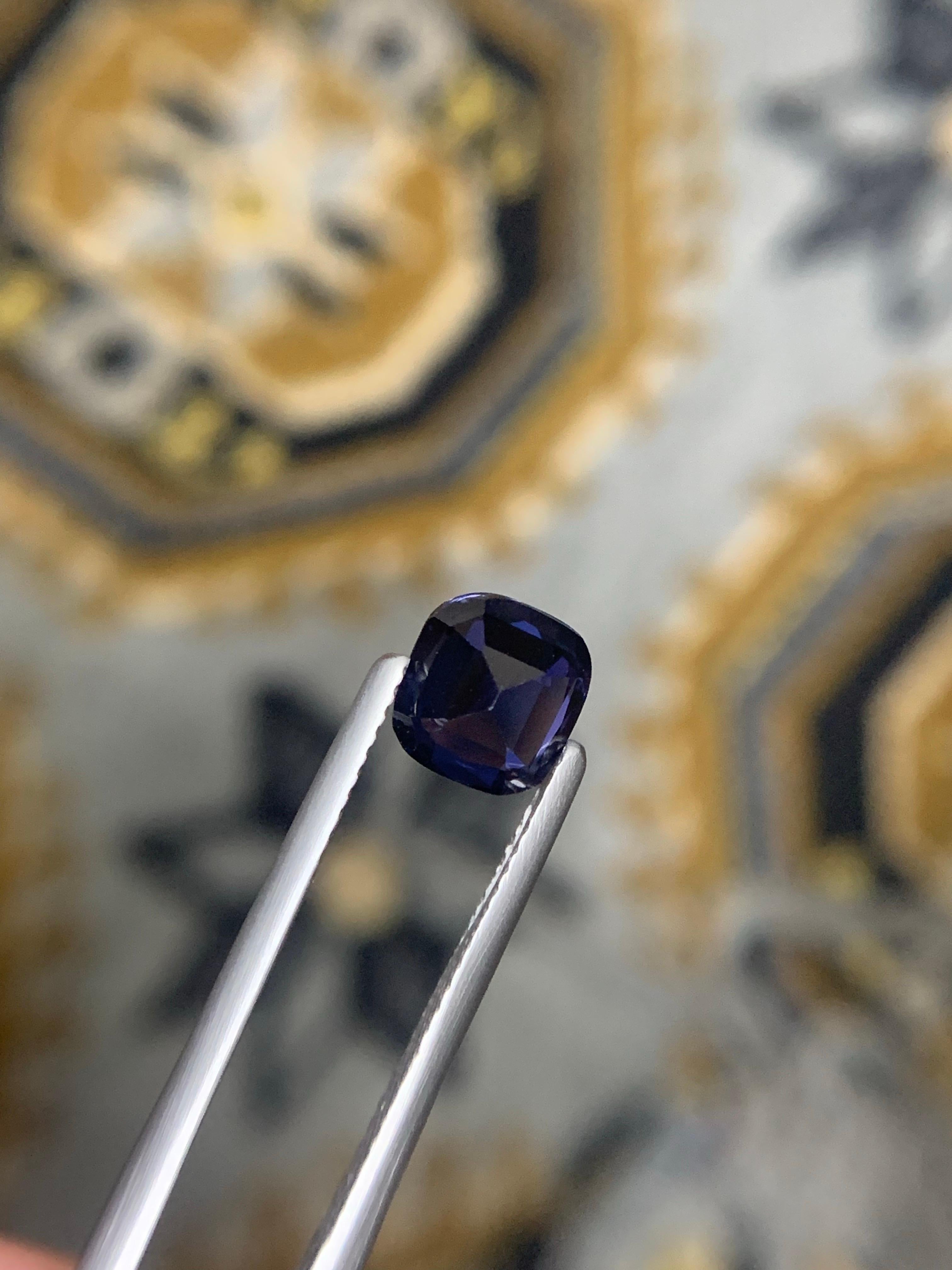 AIG zertifiziert 2,11 Karat natürliche lose Kobalt Spinell Kissenschliff Edelstein im Angebot 4