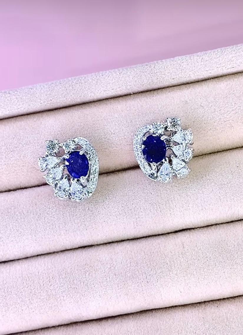 AIG - Certification 2.15 carats  Boucles d'oreilles or 18K saphirs de Ceylan 1.55 ct diamants en vente 2