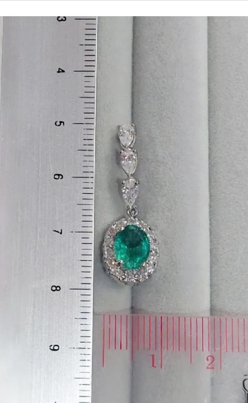 Women's AIG Certified 2.15 Carats Zambian Emeralds  1.36 Ct Diamonds 18K Gold Earrings  For Sale