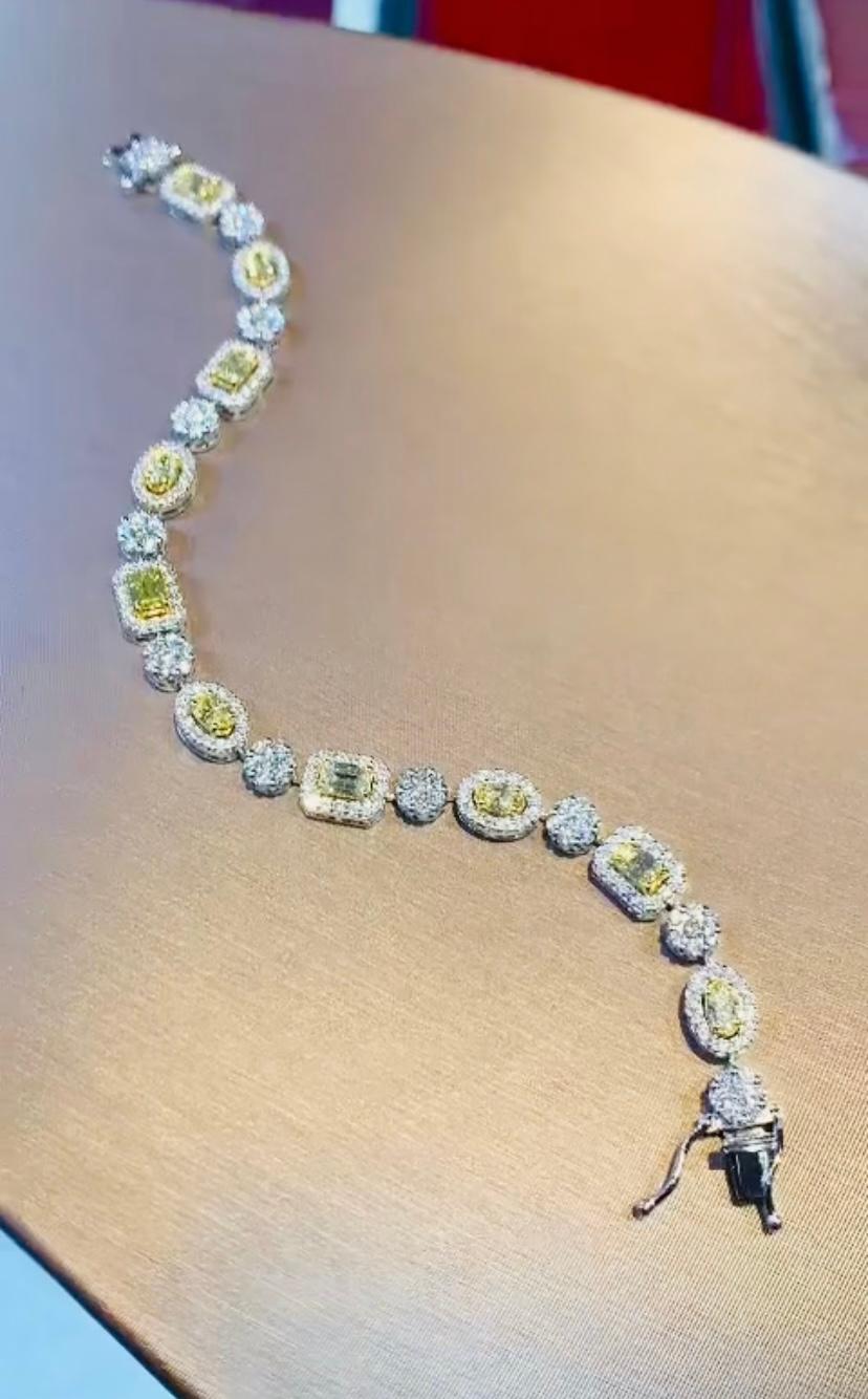 Diamants jaunes fantaisie de 2,17 carats certifiés AIG  2.40 Ct Diamants Bracelet en or 18k en vente 5