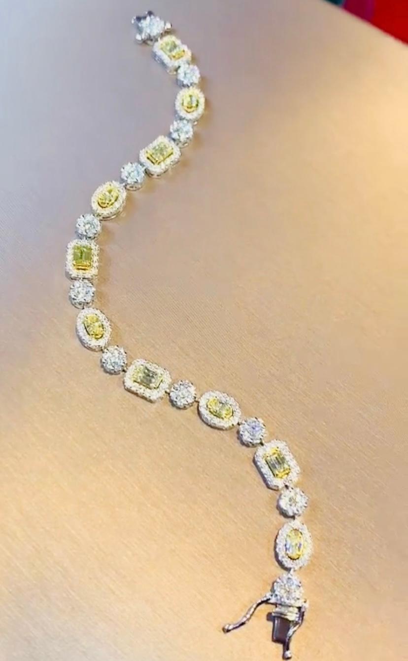 Diamants jaunes fantaisie de 2,17 carats certifiés AIG  2.40 Ct Diamants Bracelet en or 18k en vente 6
