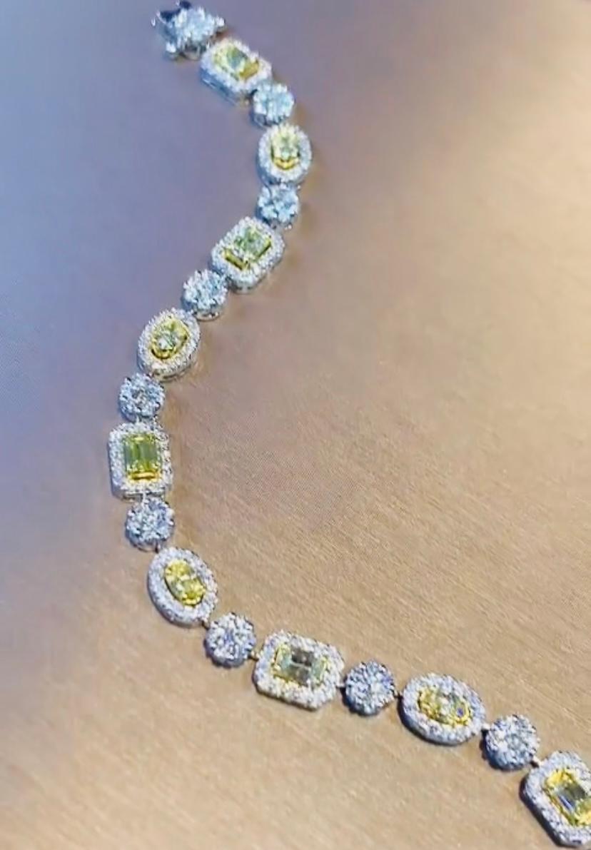 AIG Certified 2.17 Ct Fancy Yellow Diamonds  2.40 Ct Diamonds 18k Gold Bracelet For Sale 7