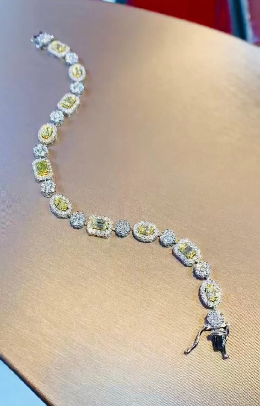 Diamants jaunes fantaisie de 2,17 carats certifiés AIG  2.40 Ct Diamants Bracelet en or 18k en vente 8