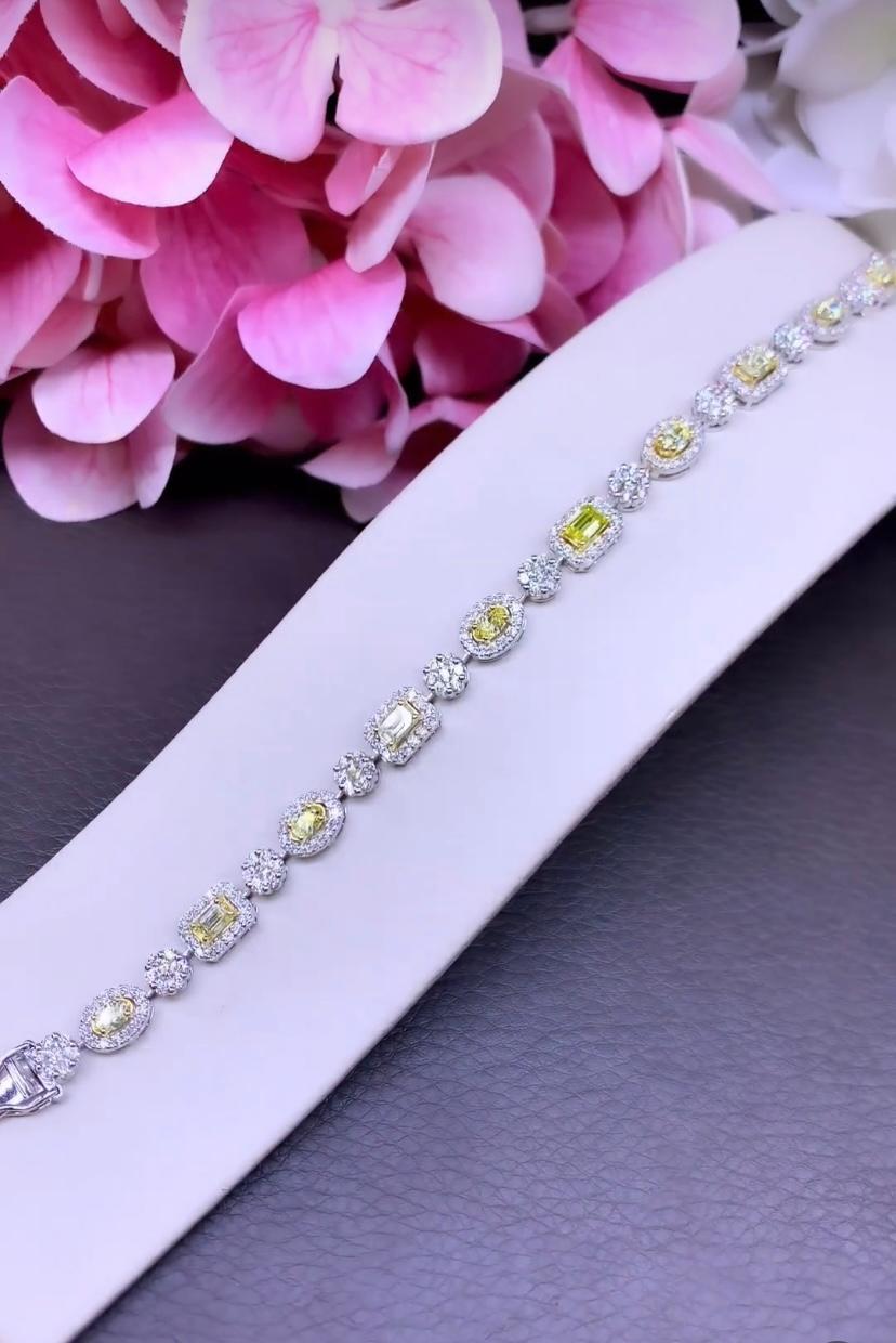 Diamants jaunes fantaisie de 2,17 carats certifiés AIG  2.40 Ct Diamants Bracelet en or 18k en vente 3